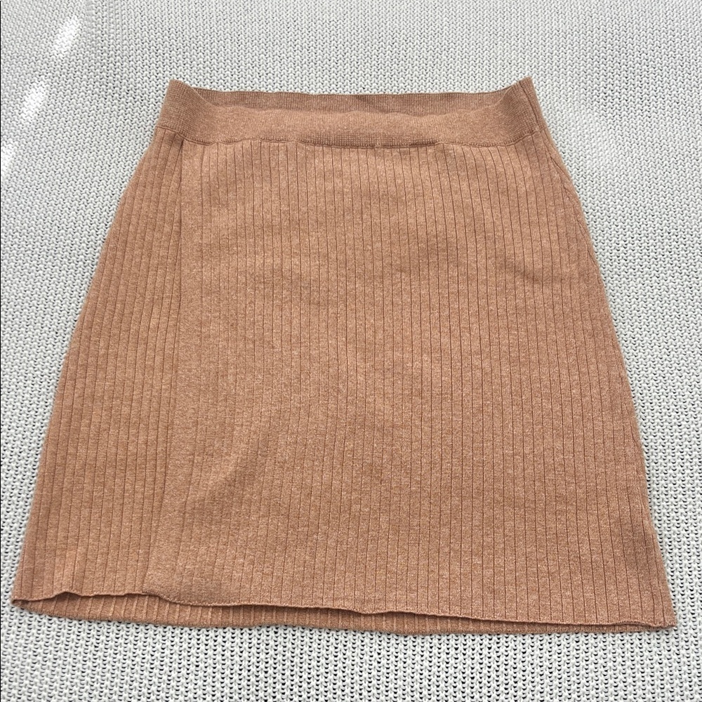 FP Movement by Free People Camel Ribbed Knit Mini Skirt Tan Large NEW - Picture 3 of 9